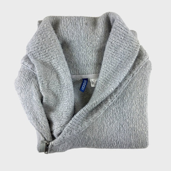 Divided Light Gray Cotton-Blend Shawl Collar Cardigan by H&M - Picture 4 of 15